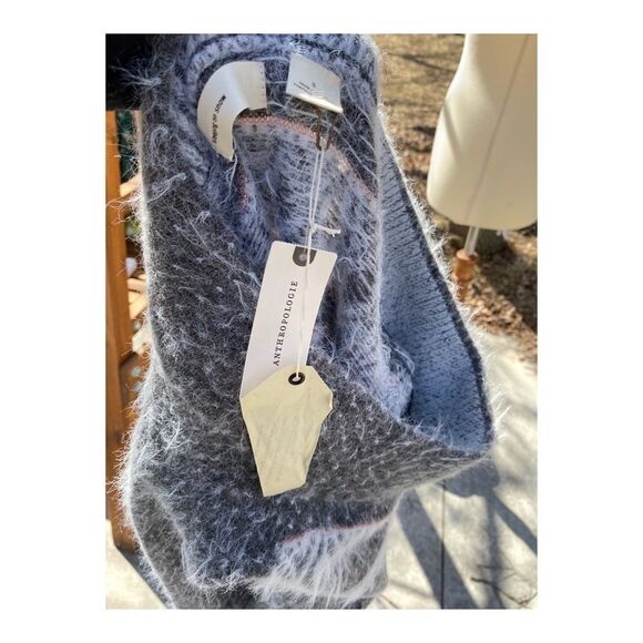 Sleeping on Snow Slouchy Off Shoulder Sweater Wool Blend Fuzzy NWT Sz S Grey - Picture 12 of 16